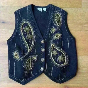 Vintage m. j. carroll Embellished Knitted Vest